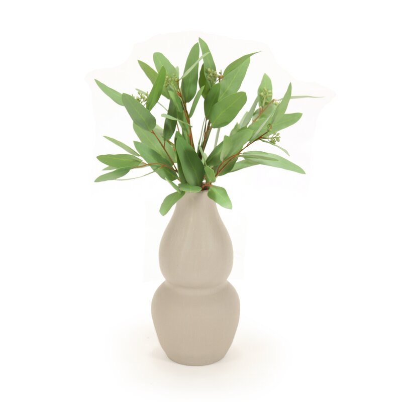 Gracie Oaks 8" Artificial Eucalyptus Plant in Decorative Vase | Wayfair